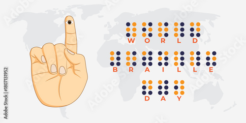 Vector illustration of World Braille Day social media template
