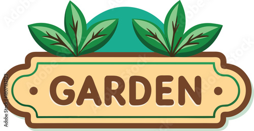  plant label tag icon, handwritten garden name design.