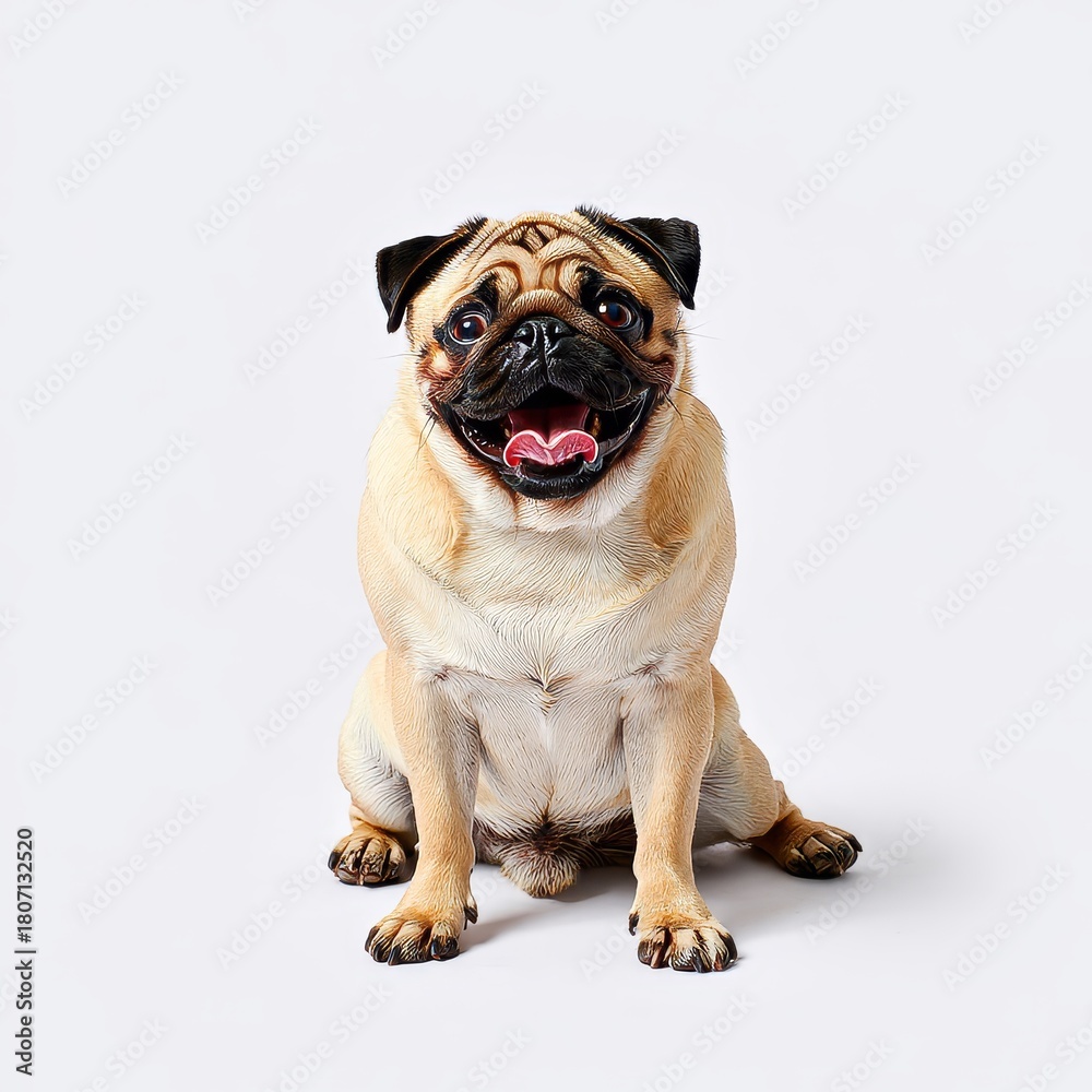 Obraz premium Playful Pug Dog Sitting and Smiling