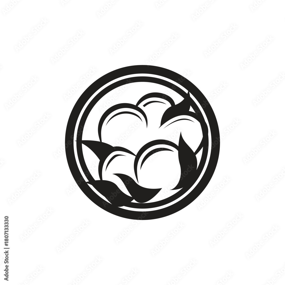 Obraz premium Cotton Icon, Cotton Flower Icon, Ball, Fiber Vector Art Illustration