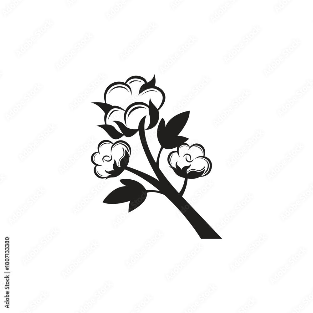Obraz premium Cotton Icon, Cotton Flower Icon, Ball, Fiber Vector Art Illustration