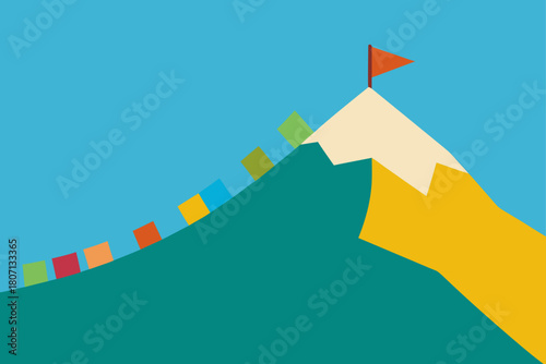 Breezy Hilltop View with Colorful Prayer Flags