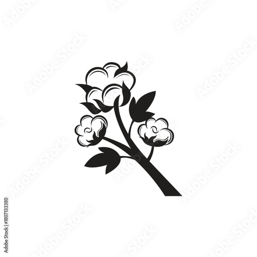 Cotton Icon, Cotton Flower Icon, Ball, Fiber Vector Art Illustration