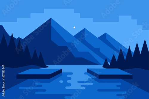 Floating Dock on Moraine Lake at Blue Hour