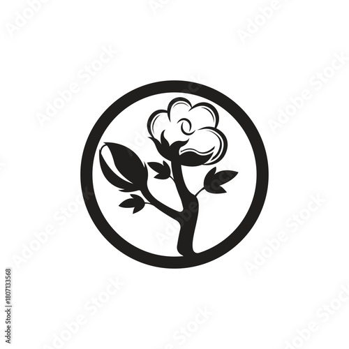 Cotton Icon, Cotton Flower Icon, Ball, Fiber Vector Art Illustration