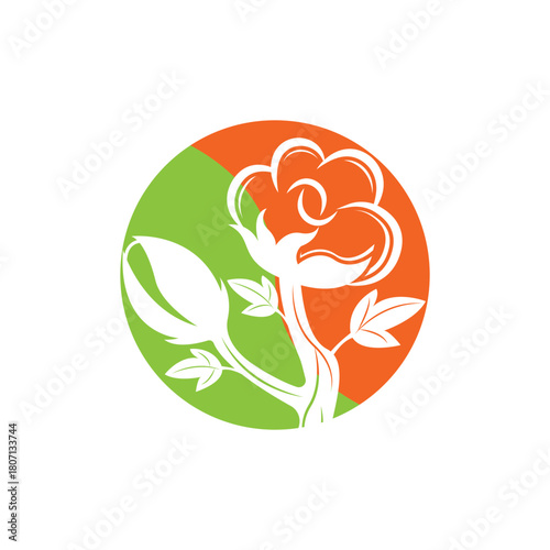 Cotton Icon, Cotton Flower Icon, Ball, Fiber Vector Art Illustration