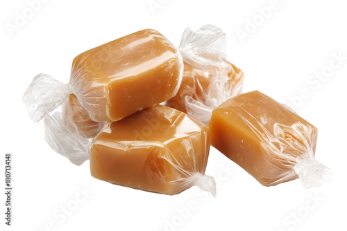 Pile of individually wrapped caramel candies