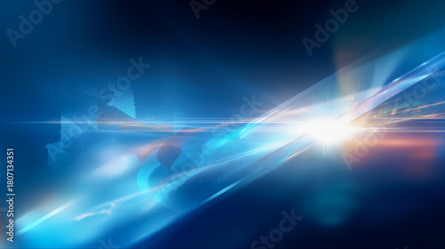 青い光の反射とガラスの質感を持つ未来的な抽象テクノロジー背景