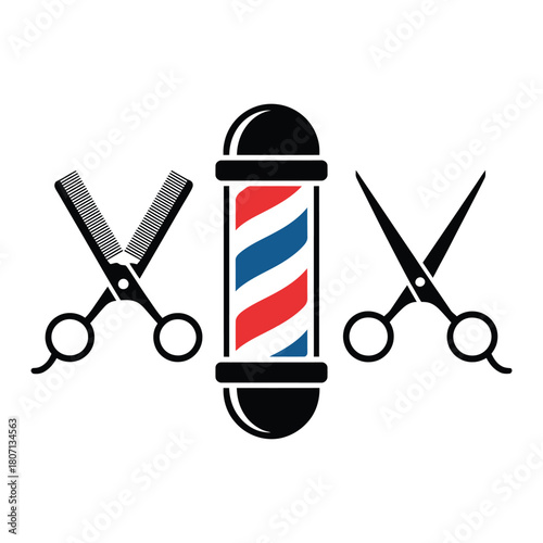 Barber shop tools icon graphic