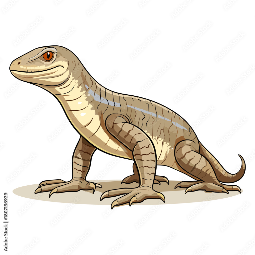Fototapeta premium Illustrated Detailed Tan Lizard Reptile Standing Upright Wild Animal Artwork