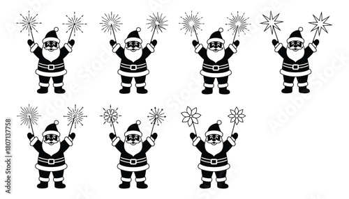Christmas santa claus with sparklers vector design elements