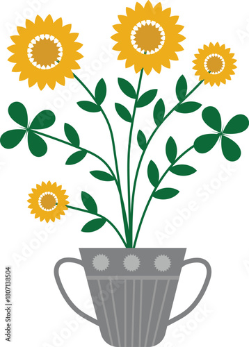 Sunflowers in a gray vase