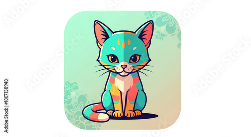 Cartoon cat animal sitting on background