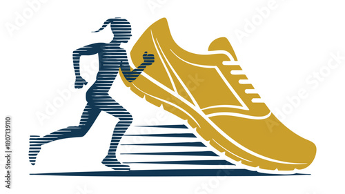 Running shoe and runner graphic