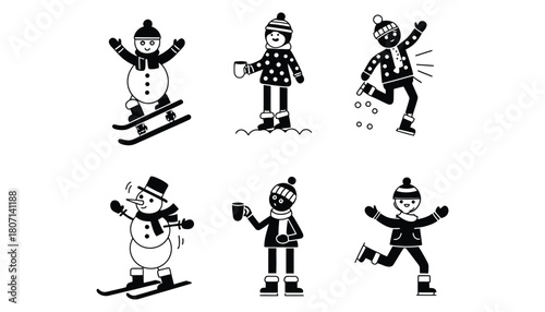 Winter activities vector illustration of snow and ice sports
