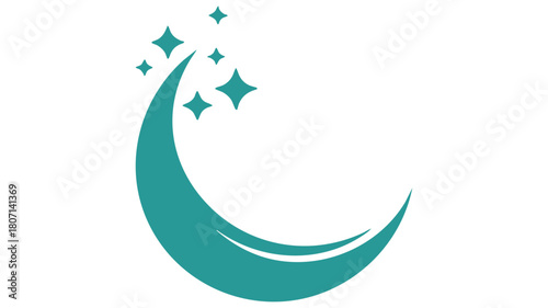Sparkling crescent moon graphic