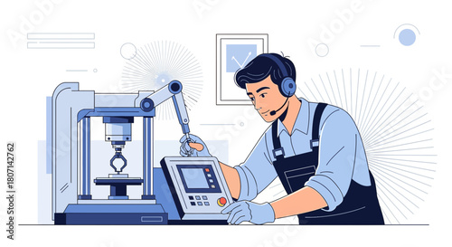 A Skilled Technician Configuring a Robotic Arm in an Advanced Manufacturing Setting With Precision