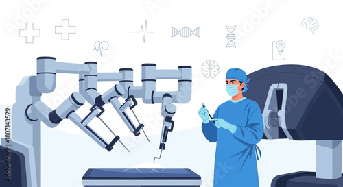 Advanced robotic surgery illustration showcasing medical innovation and precision technology