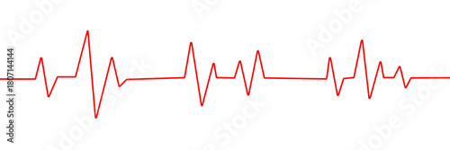 Red heartbeat line icon on white background. Pulse Rate Monitor. Vector illustration.