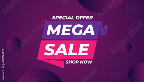 Mega sale banner template. Special offer discount background. Mega sale banner template design for web or social media, Sale special offer. abstract vector design.