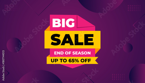 Big sale banner. Special offer price label design. Product discount festival tag design. Super Sale pormotion banner template. Flat sale Vector Illustration.