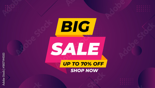 Big sale banner. Special offer price label design. Product discount festival tag design. Super Sale pormotion banner template. Flat sale Vector Illustration.