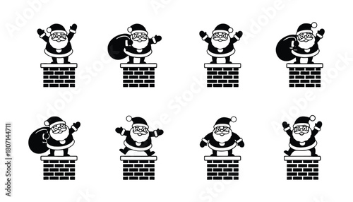 Santa claus on chimney christmas vector graphic illustration