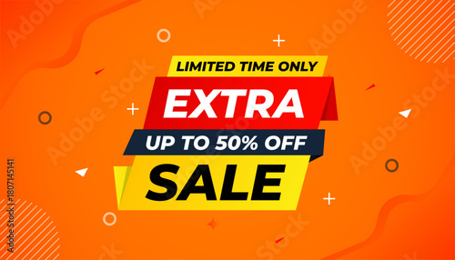 Extra Sale banner for web or social media. sale banner promotion template with discount tag. limited time offer, Get extra discount. Commercial poster, sale background vector illustration