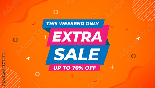 Extra Sale banner for web or social media. sale banner promotion template with discount tag. limited time offer, Get extra discount. Commercial poster, sale background vector illustration