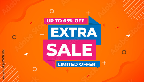 Extra Sale banner for web or social media. sale banner promotion template with discount tag. limited time offer, Get extra discount. Commercial poster, sale background vector illustration