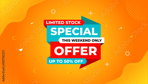 Special offer vector design template, Sale Banner tag, special offer discount label, Limited time special offer banner for marketing promotion, retail, store, shop, online store, or website.