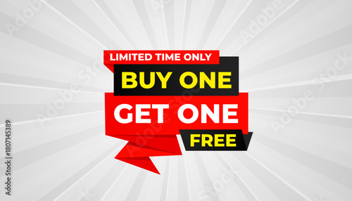 Buy one get one free. Online shop discount sale background for buy 1 get 1, Special Discount marketing poster design for web and Social. sale banner vector template Design.