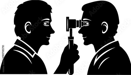 Eye exam ophthalmology checkup vision test silhouette vector