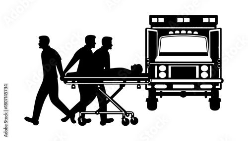 Ambulance emergency medical service stretcher patient vector