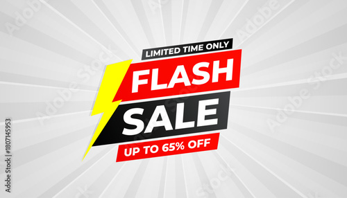 Flash Sale banner for web or social media. sale banner promotion template with discount tag. limited time offer, Get extra discount. Commercial poster, sale background vector illustration