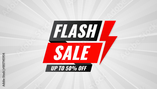 Flash Sale banner for web or social media. sale banner promotion template with discount tag. limited time offer, Get extra discount. Commercial poster, sale background vector illustration