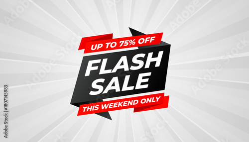 Flash Sale banner for web or social media. sale banner promotion template with discount tag. limited time offer, Get extra discount. Commercial poster, sale background vector illustration