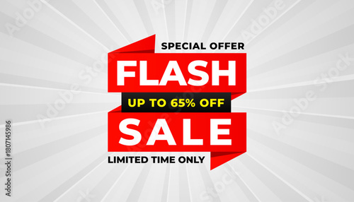 Flash Sale banner for web or social media. sale banner promotion template with discount tag. limited time offer, Get extra discount. Commercial poster, sale background vector illustration