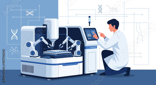 Automated laboratory workstation used in scientific research and pharmaceutical development