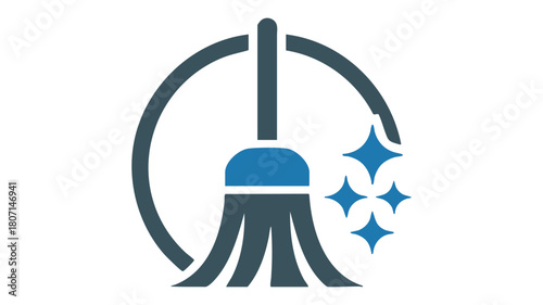 Broom sweeping house clean icon