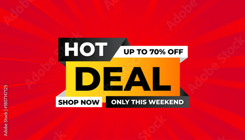 Hot Deal offer banner template. Online shop discount sale background, Special Discount marketing poster design for web and Social. sale banner vector template.