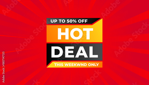 Hot Deal offer banner template. Online shop discount sale background, Special Discount marketing poster design for web and Social. sale banner vector template.