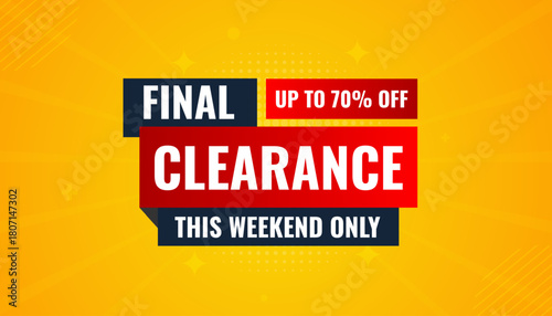 Final clearance special sale banner template design, Special offer sale tag, sale offer banner. Sale discount promotion template for marketing, vector editable illustration.