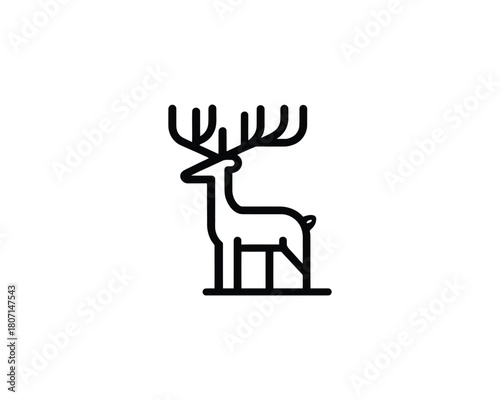 Minimalist deer logo in linear style