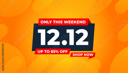 12 12 Sale Banner Promotion Template.  stock clearance background. end of year banner template design for web or social media, Sale special offer. abstract vector design.