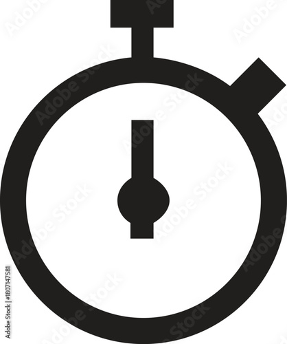 Black Clock Icon Showing Time Passing Deadline Countdown and Time Management Concept on White Background