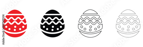 Easter eggs icon vector set, spring Easter egg icon vector, silhouette and line art