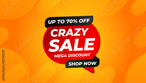 Crazy Sale offer Background. Sale banner design template. Vector illustration. Market promotion banner and crazy discount announcement background vector illustration