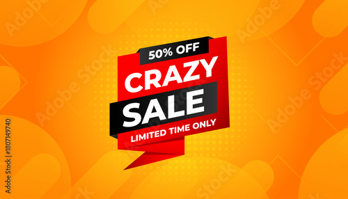 Crazy Sale offer Background. Sale banner design template. Vector illustration. Market promotion banner and crazy discount announcement background vector illustration