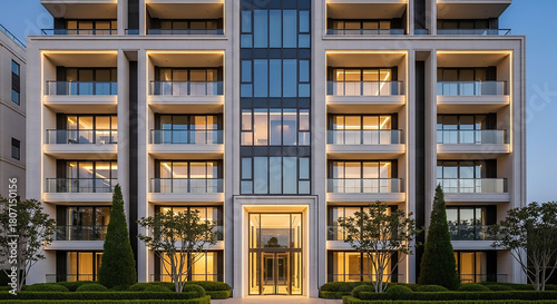 Wallpaper Mural Modern Luxury Apartment Building Facade with Balconies and Landscaping Torontodigital.ca